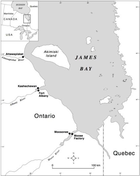 Map of James Bay and the Surrounding James Bay Region, including the ...