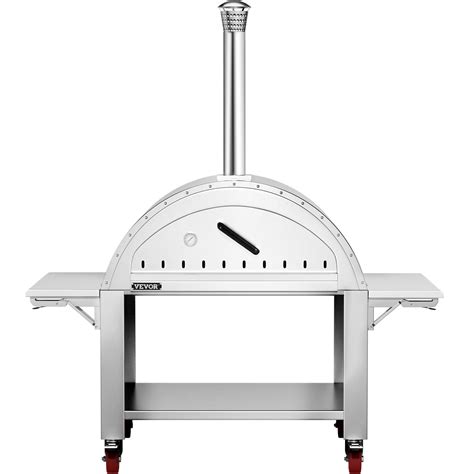 VEVOR 44" Wood Fired Artisan Pizza Oven, 3-Layer Stainless Steel Pizza Maker with Wheels for ...