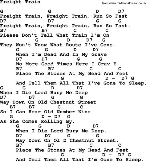 Peter, Paul and Mary song: Freight Train, lyrics and chords