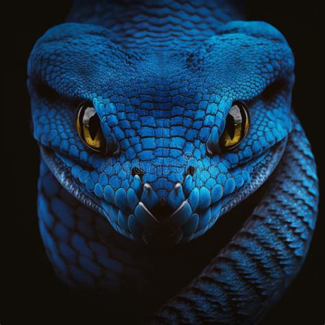 Blue Viper Snake Closeup Face Head of Viper Snake Stock Illustration ...