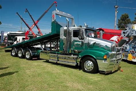 KENWORTH-T600. Tilt-Tray. | Customised trucks, Peterbilt trucks, Flatbed towing