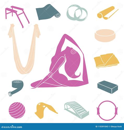 Yoga and Pilates Equipment Set Stock Vector - Illustration of diet ...