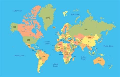 World Map with Countries Names 20530500 Vector Art at Vecteezy