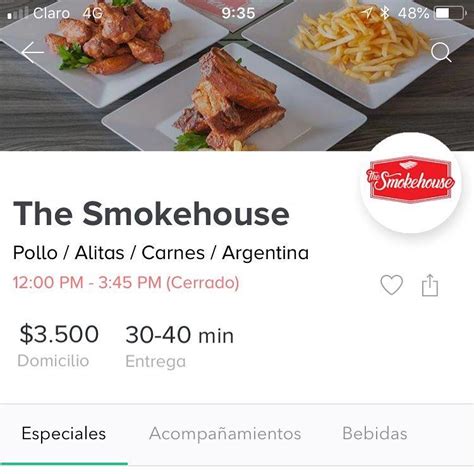 Menu at The Smokehouse restaurant, Bogotá