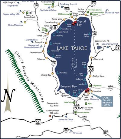 Getting to South Lake Tahoe | Lake tahoe resort hotel, Lake tahoe map ...