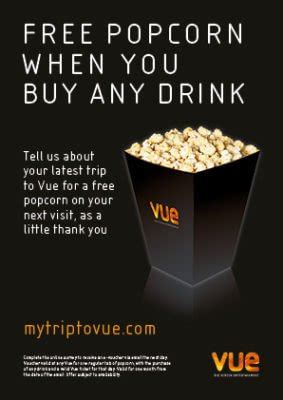 *Free popcorn Vue cinema (with drink purchase and survey) ⋆ Star Freebies