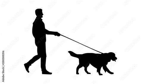 Man Walking Dog Silhouette