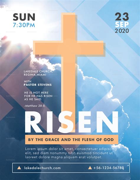 Risen Church Flyer Design Template in PSD, Word, Publisher, Illustrator, InDesign