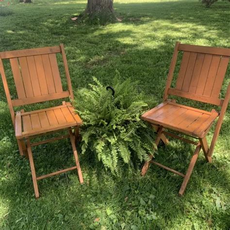 VINTAGE 1950’S MID Century Modern Wood Slat Folding 2 Chairs Bohemian ...