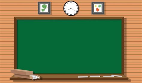 Blackboard and elements vector in the classroom on wooden sheet ...