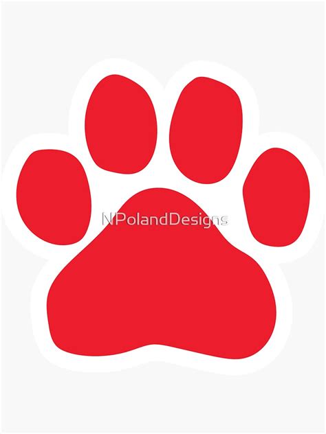 "Red Paw Print Sticker" Sticker for Sale by NPolandDesigns | Redbubble