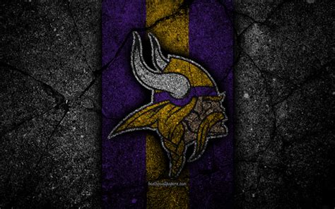 Download wallpapers 4k, Minnesota Vikings, logo, black stone, NFL, NFC ...