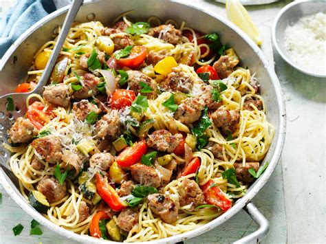 Pork sausage, zucchini & tomato spaghetti | Australian Pork