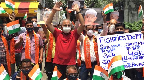 Activists of Shiv Sena during a protest rally at Jammu on Saturday. - Jammu Kashmir Latest News ...