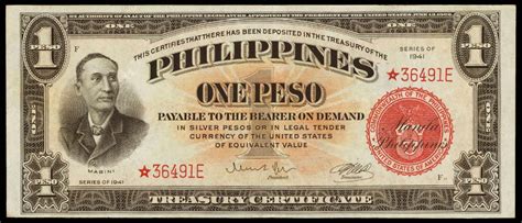 Philippines One Peso Treasury Certificate 1941|World Banknotes & Coins Pictures | Old Money ...