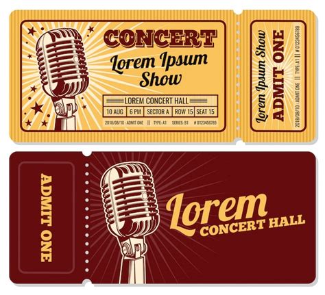 Premium Vector | Event or concert ticket admission entry isolated template