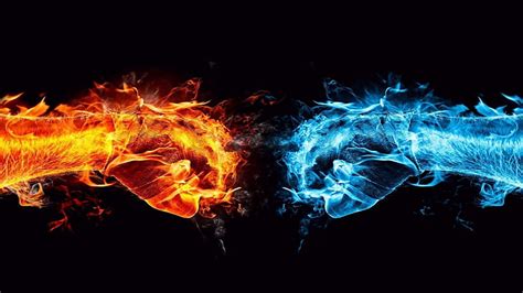 HD wallpaper: fire, water, hand, hands, flame, black, fighting, fist, digital art | Wallpaper Flare