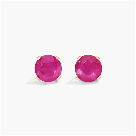 14K Yellow Gold Ruby Birthstone Earrings-8341107y14