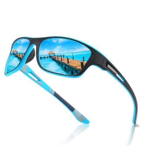 Lunettes de soleil Sport Homme Polarisées - CURREN - Ovale - Bleu - Vélo sur route - Plastique ...