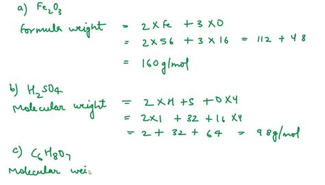 SOLVED: Calculate the formula weight or molecular weight of the ...