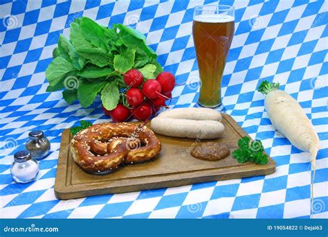 Pretzel and weisswurst stock photo. Image of traditional - 19054822