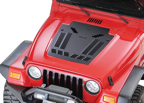 HyLine OffRoad Louvered Hood Panel for 03-06 Jeep® Wrangler TJ & Unlimited with Single Washer ...