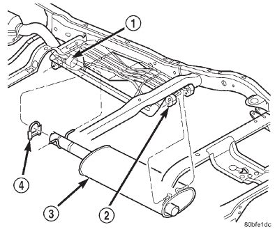 Dodge Durango: Muffler - Removal and installation - Exhaust System