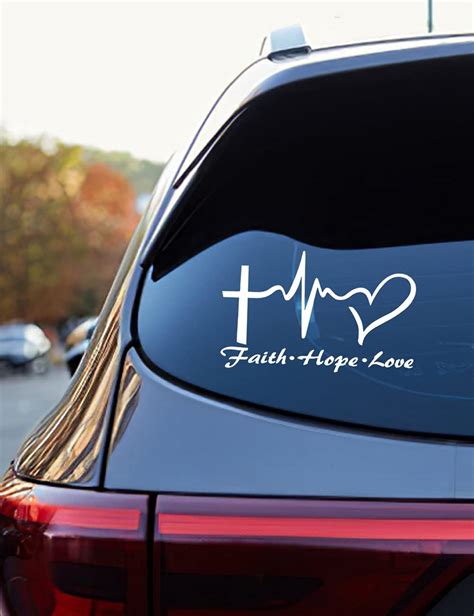 Buy Hope Faith Love Heart Car Decal Stickers , Jesus Cross Vinyl Sticker for Car Windows ...