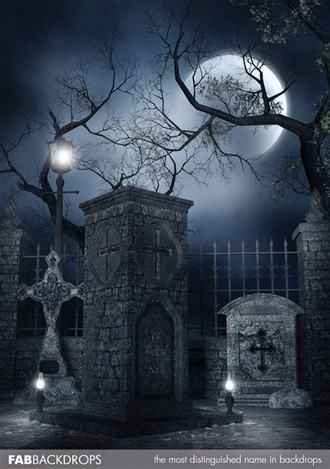 3x4 Halloween Graveyard Backdrop Haunted Cemetery / by FabDrops | Halloween graveyard, Halloween ...