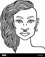 Doodle Girl Portrait For Adult Coloring Book Stock Vector Image & Art  sketch template
