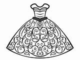 Elegant Ball Gown Dress Coloring  Page sketch template