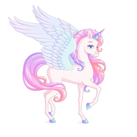 Beautiful winged unicorn with pink mane vector illustration 2397339 ...