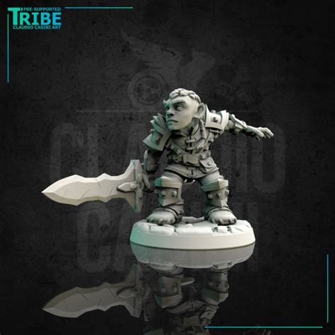 3D Printable (0150) Male halfling hobbit warrior fighter with an armor ...