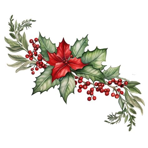 Cute watercolor christmas mistletoe illustration for christmas | Premium AI-generated image