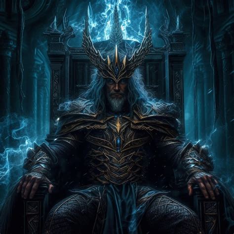 Premium Photo | A dark fantasy art style image of a king sitting on a throne.