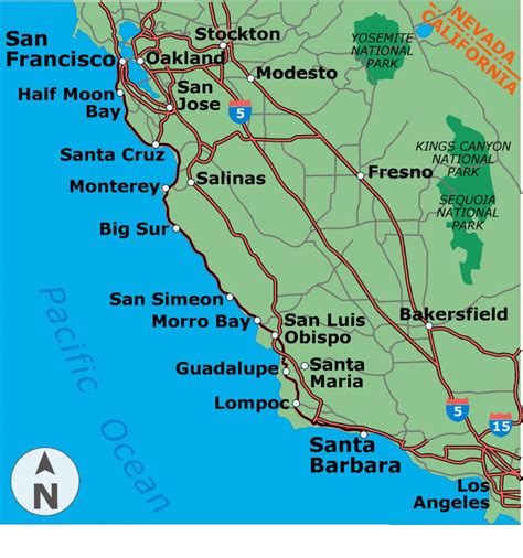 California Pacific Coast Highway Map - Klipy - Map Of Pch 1 In California | Printable Maps