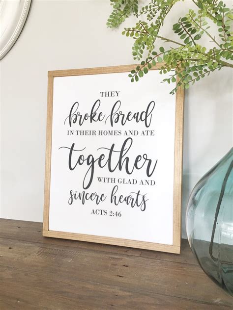 Bible Verse Sign They Broke Bread Together Glad and Sincere | Etsy