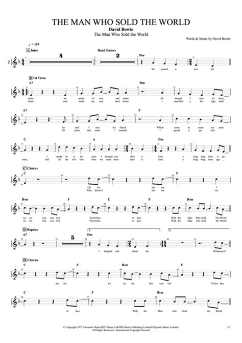 The Man Who Sold the World Tab by David Bowie (Guitar Pro) - Compacted Full Score | mySongBook