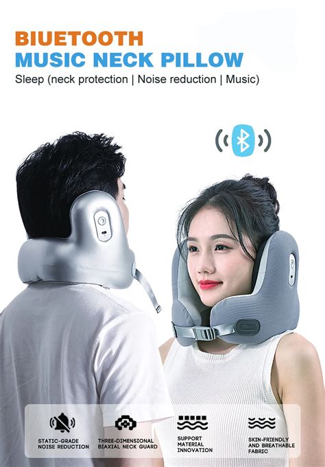 Rest Support Airplane Noise Reduction Bluetooth Travel Pillow Neck Adjustable U Shape Memory ...