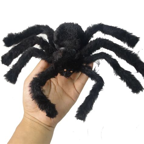 1PC New Halloween Horrible Big Black Furry Fake Spider Halloween Decoration Spider Haunted House ...