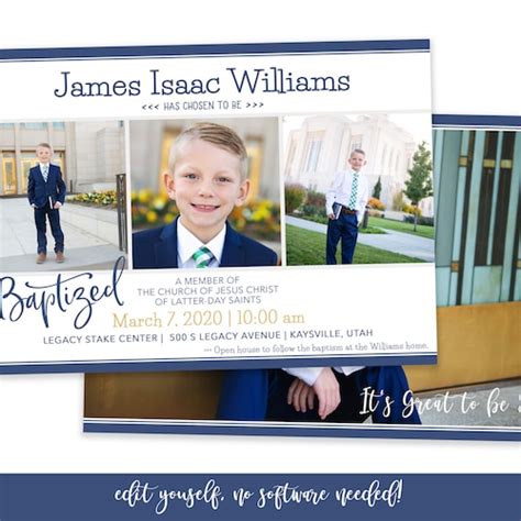 LDS Baptism Invitation Boy Baptism Invitation Boy Baptism - Etsy