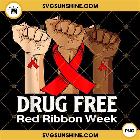 Drug Free PNG, Red Ribbon Week PNG File Digital Download