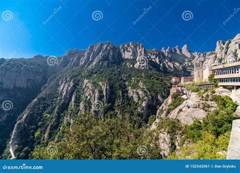 Aerial View on Santa Maria De Montserrat Abbey in Montserrat Mountains ...