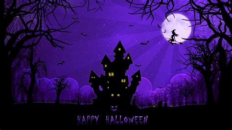 Download Happy Halloween Witch Moon Night Purple Holiday Halloween HD ...