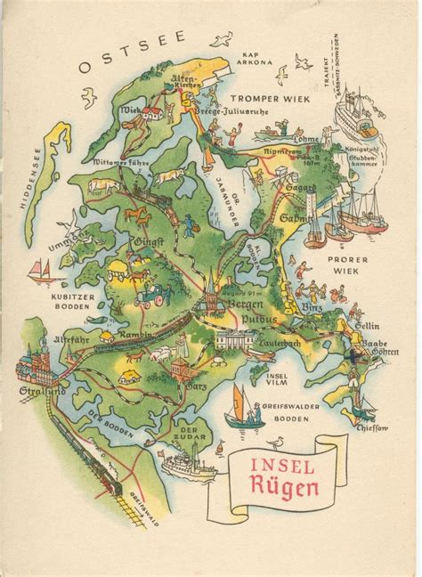 Rügen landkarte - map of Rügen | Duitsland, Reizen naar duitsland, Reizen