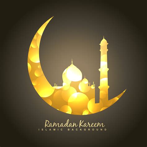 Islamic Background With Golden Moon And Mosque Vector Image | Images ...