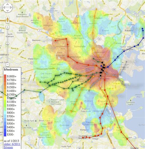 What The Cost Of Renting An Apartment In Boston Looks Like | Heat map ...