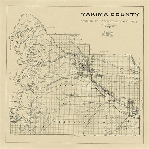 1921 Map of Yakima County Washington - Etsy