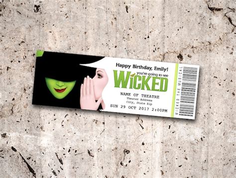 Wicked the Musical Collectible Theater Ticket personalized | Etsy