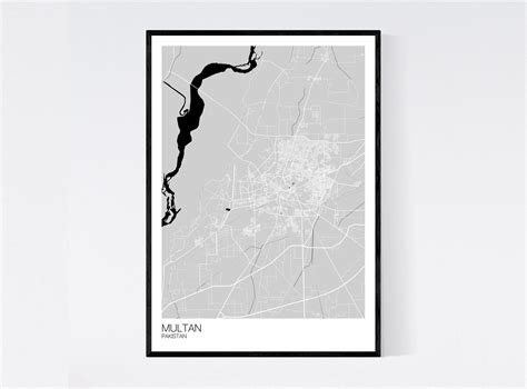 Multan Pakistan Map Art Print Many Styles Art Quality | Etsy